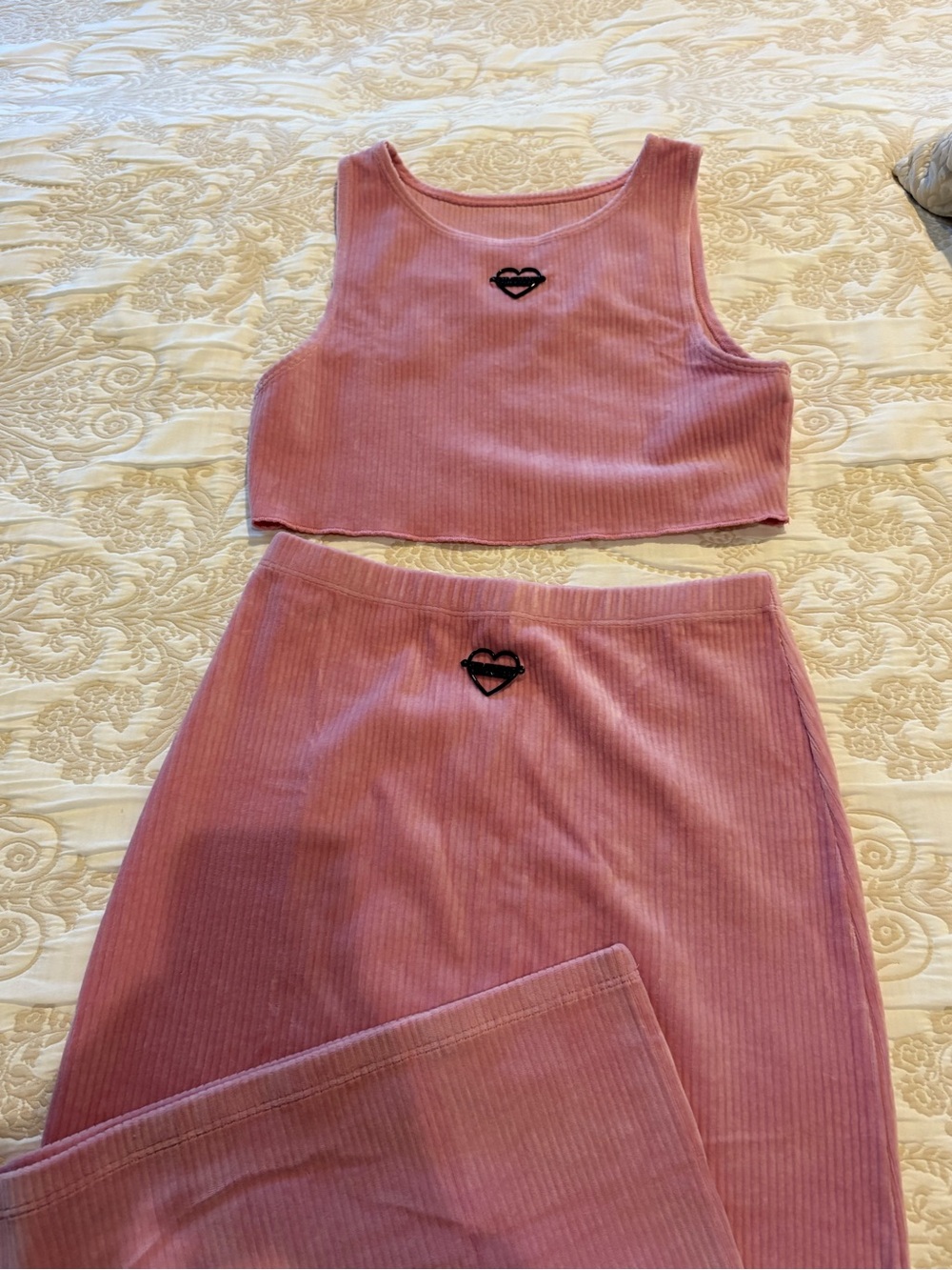 Strawberry Milk Mob Pink Ribbed Crop Tank & Skirt Set
